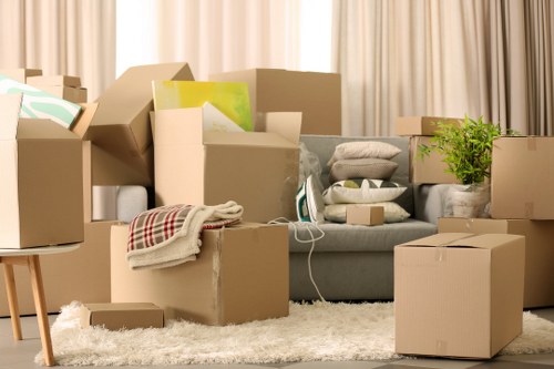 Packed boxes and furniture ready for transport by Barnet removal company